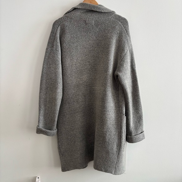 Lush Wool Gray Open Front Long Sweater Coat - Picture 7 of 15